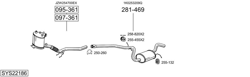 BOSAL kipufogórendszer SYS22186