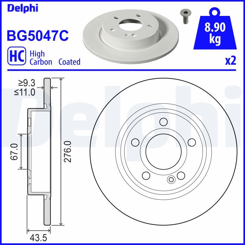 DELPHI Mercedess Гальмівний диск задній W177 18-