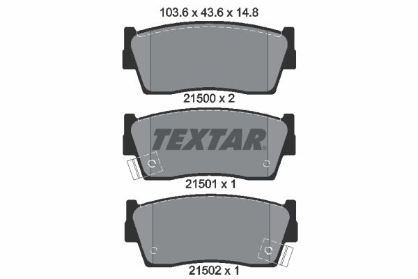 Комплект гальмівних накладок, дискове гальмо, Textar 2150001