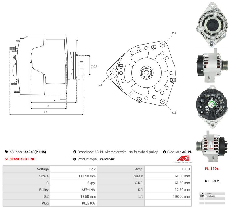 Generaator, AS-PL A4048(P-INA)