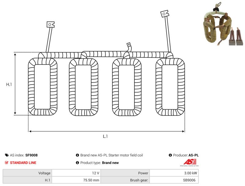 AS-PL SF9008 Field Winding, starter