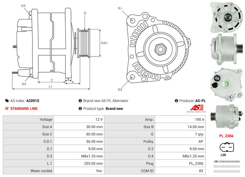 AS-PL A2091S Alternator