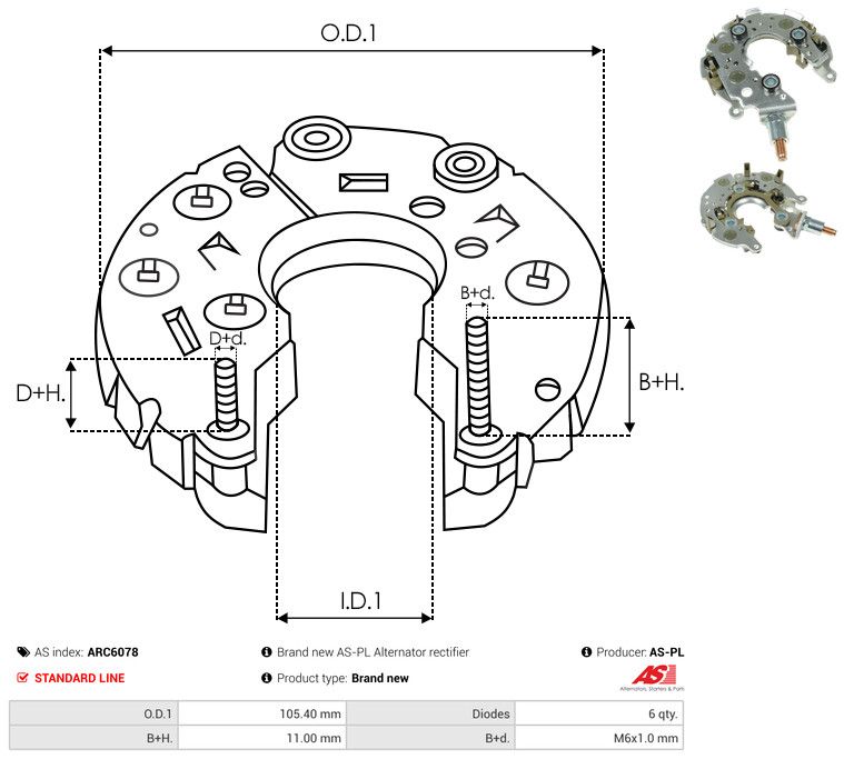 AS-PL ARC6078 Rectifier, alternator