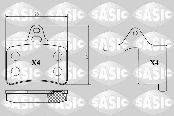 Комплект гальмівних накладок, дискове гальмо, Sasic 6210034