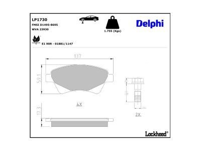 DELPHI LP1730 Brake Pad Set, disc brake