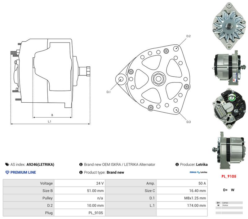 AS-PL A9246(LETRIKA) Alternator