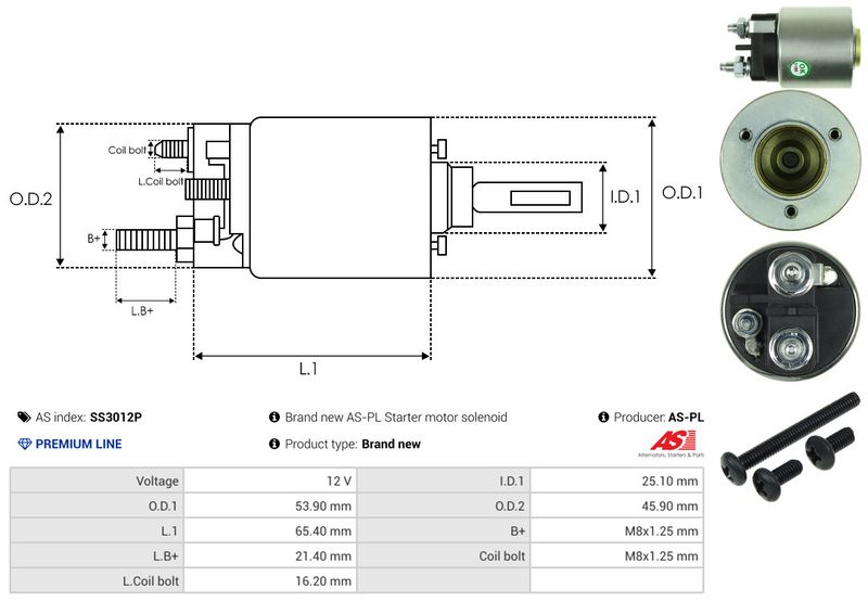 AS-PL SS3012P Solenoid Switch, starter
