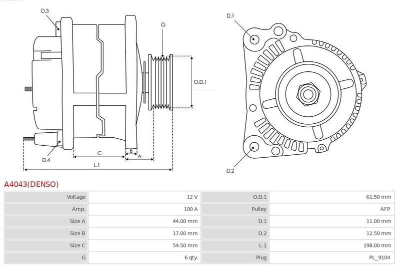 AS-PL A4043(DENSO) Alternator