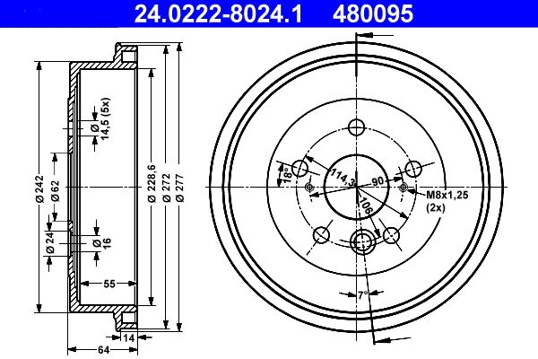 Tambur frana 24.0222-8024.1 ATE