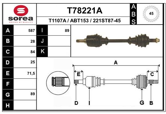 EAI hajtótengely T78221A