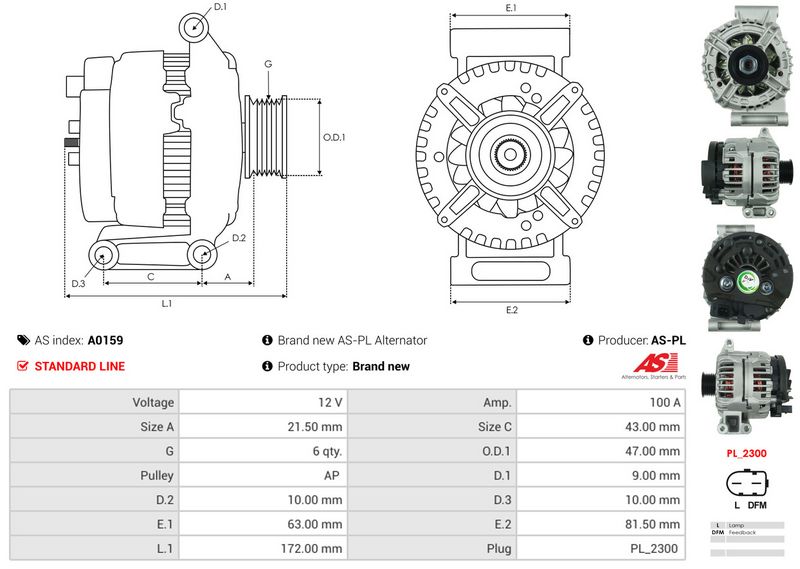 AS-PL A0159 Alternator