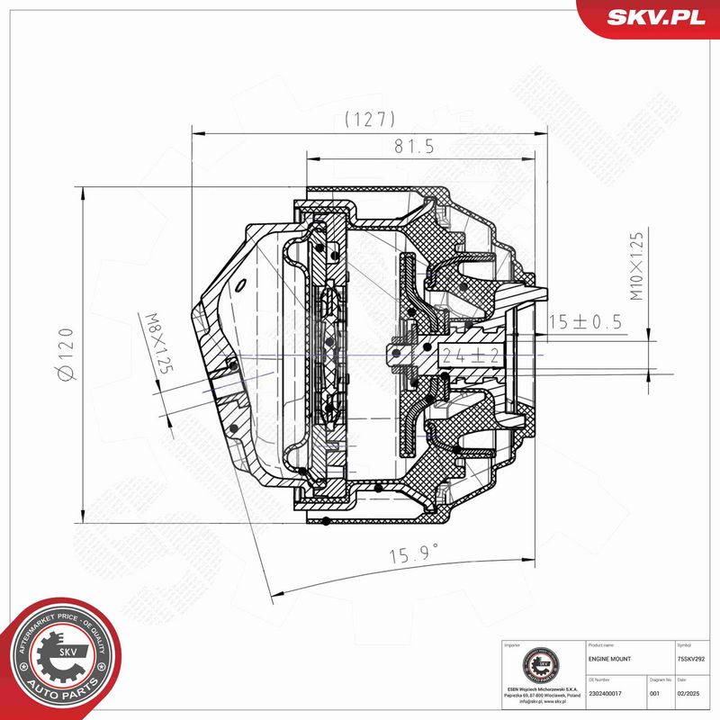 Paigutus, Mootor, ESEN SKV 75SKV292