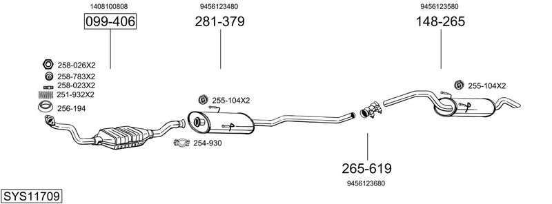 BOSAL kipufogórendszer SYS11709