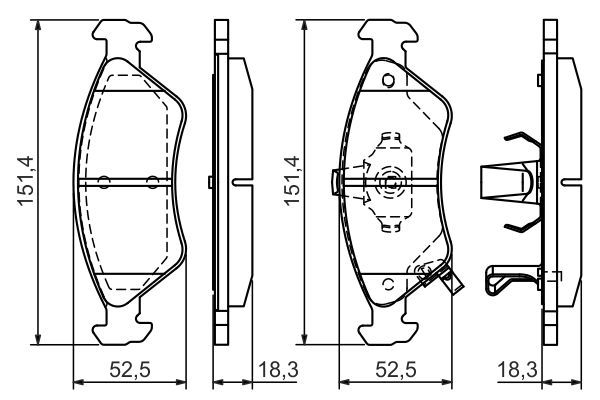 Комплект гальмівних накладок, дискове гальмо, Bosch 0986424725