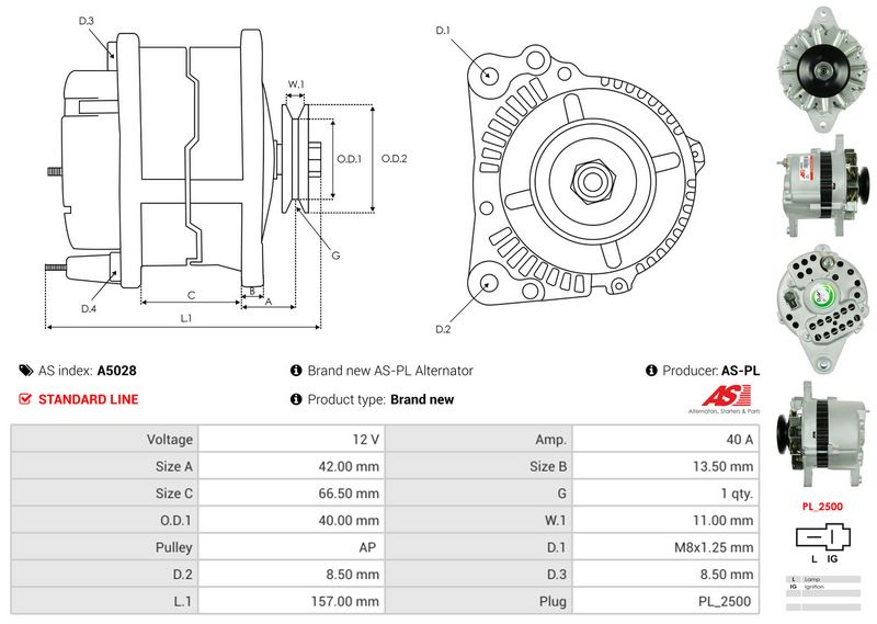 AS-PL A5028 Alternator