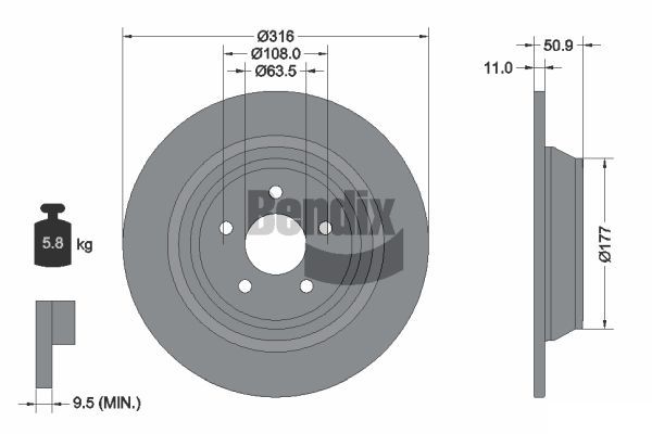 BENDIX Braking féktárcsa BDS1560