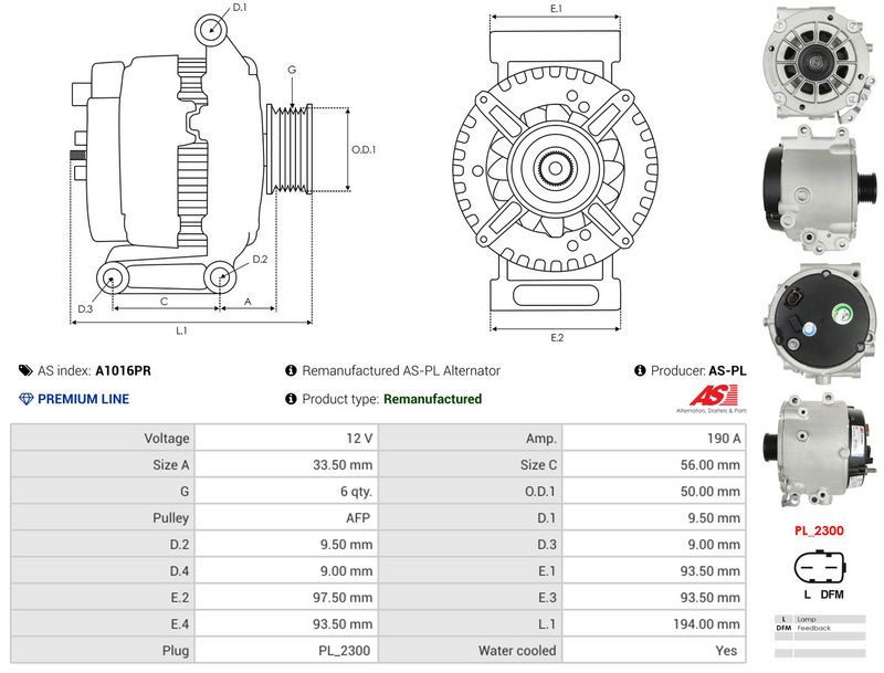 AS-PL A1016PR Alternator