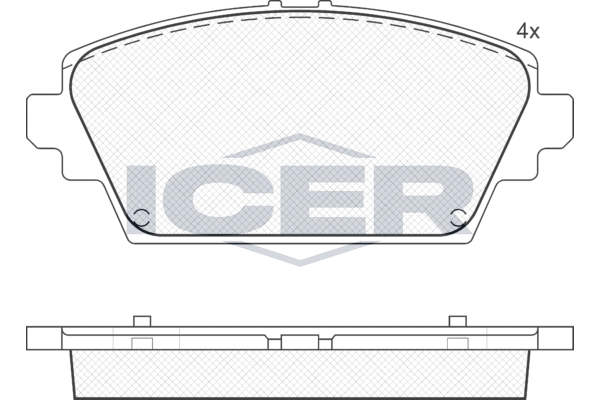 Комплект гальмівних накладок, дискове гальмо, Icer 181581