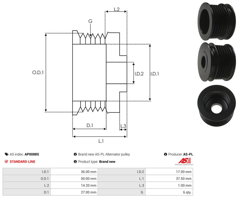 Rihmaratas, generaator, AS-PL AP0088S