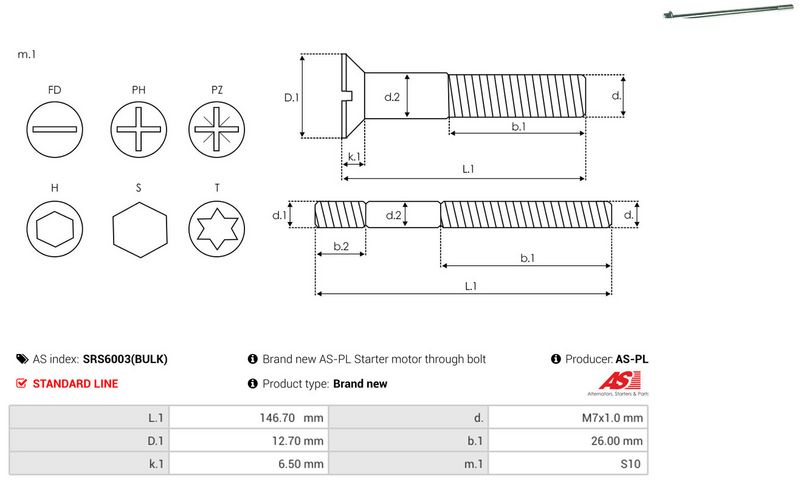 AS-PL SRS6003(BULK) Repair Set, alternator