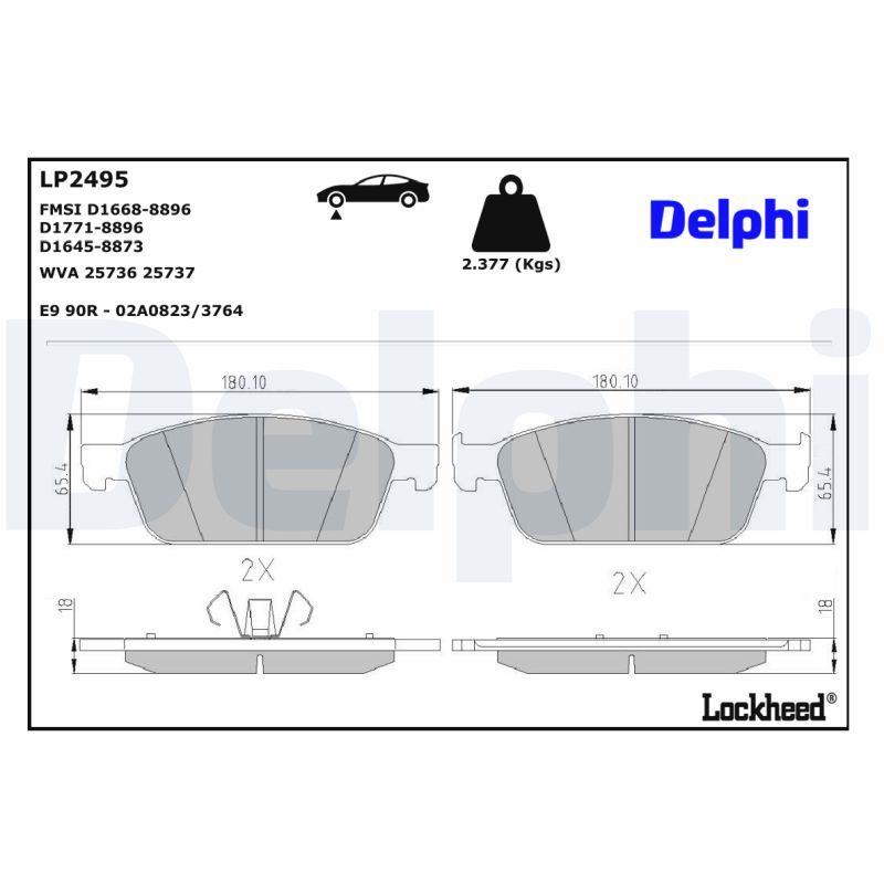 DELPHI LP2495 Brake Pad Set, disc brake