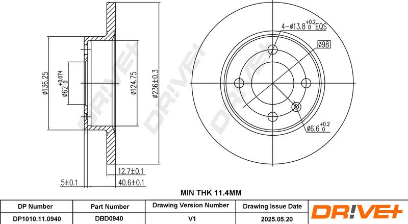Disc frana DP1010.11.0940 Dr!ve+