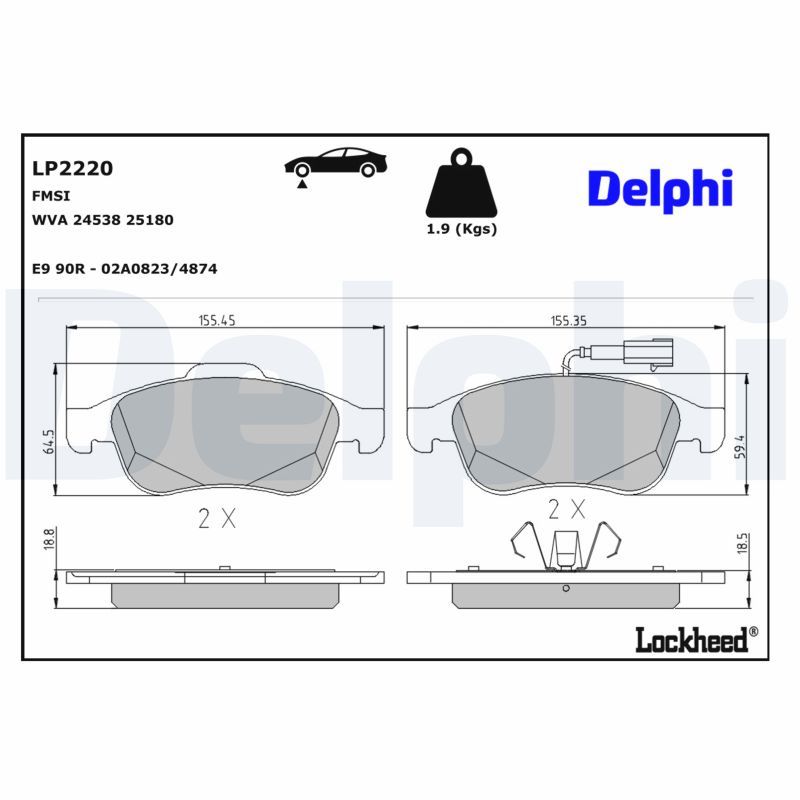 Piduriklotsi komplekt, ketaspidur, DELPHI LP2220
