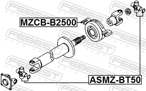 FEBEST MZCB-B2500 Bearing, propshaft centre bearing