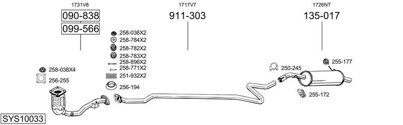 BOSAL kipufogórendszer SYS10033