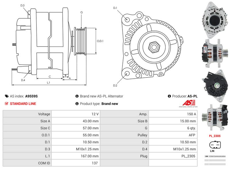 AS-PL A9559S Generatorius
