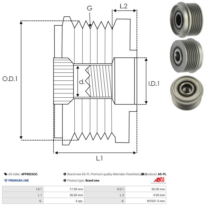 AS-PL AFP0024(V) Alternator Freewheel Clutch