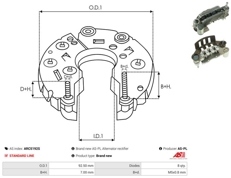 AS-PL ARC5192S Rectifier, alternator