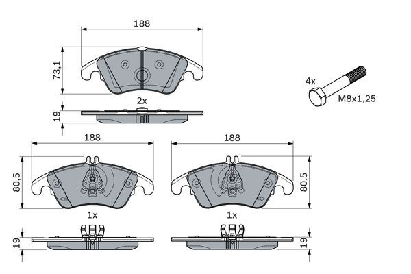 BOSCH тормозные колодки передний Mercedes E W212, C W204 07- SPORT