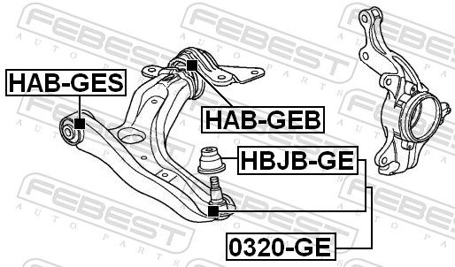 FEBEST HAB-GES Mounting, control/trailing arm