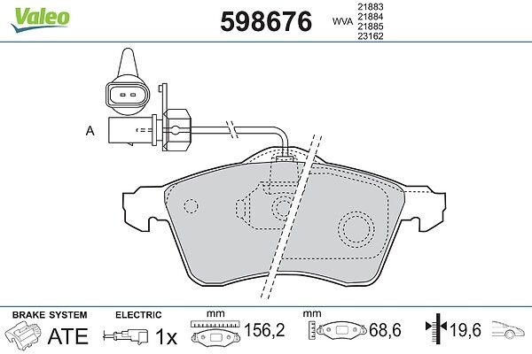 комплект спирачно феродо, дискови спирачки VALEO