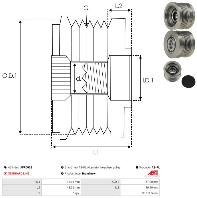 AS-PL AFP0062 Alternator Freewheel Clutch