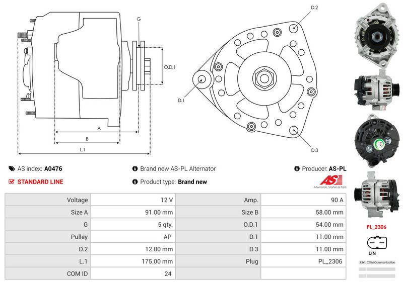 AS-PL A0476 Alternator