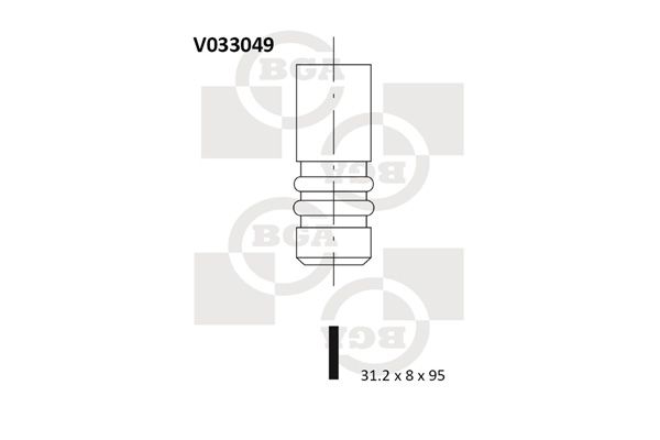 Випускний клапан, 31,2мм, 8мм, 45°, VW Polo,Golf,Passat,A, Bg Automotive V033049