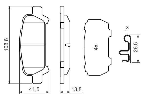 Комплект гальмівних накладок, дискове гальмо, Bosch 0986494445