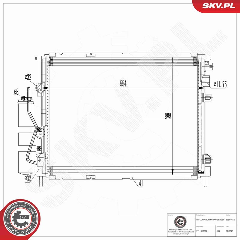 ESEN SKV 86SKV515 - Condenser, air conditioning
