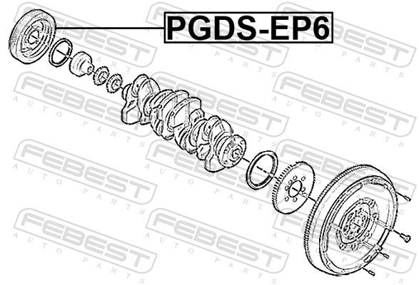 Шків, колінчатий вал, Febest PGDS-EP6