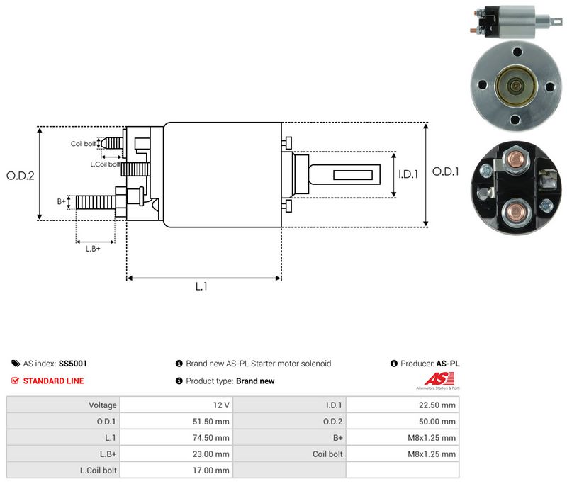 AS-PL SS5001 Solenoid Switch, starter