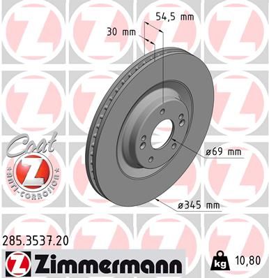 Гальмівний диск, Zimmermann 285.3537.20