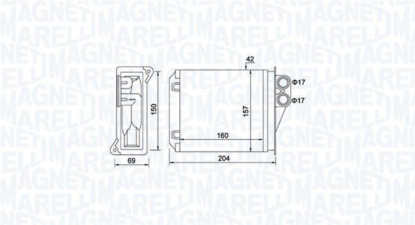 Теплообмінник, система опалення салону, Magneti Marelli 350218481000