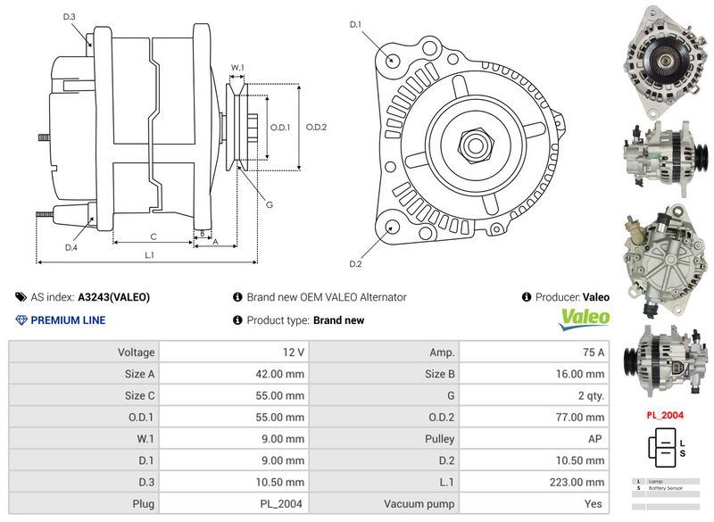 AS-PL A3243(VALEO) Alternator