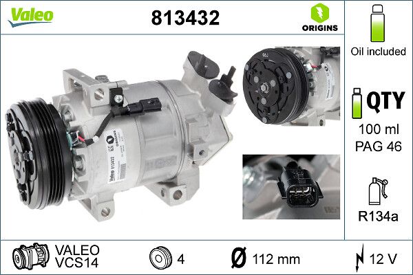 Συμπιεστής, συστ. κλιματισμού  VALEO ORIGINS NEW O.E. TECHNOLOGY