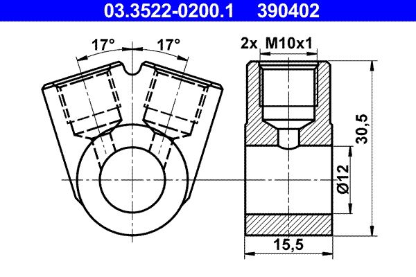 Кільцевий штуцер, трубопровід, Ate 03.3522-0200.1