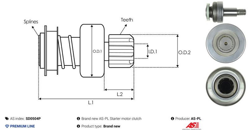 AS-PL SD0504P Pinion, starter