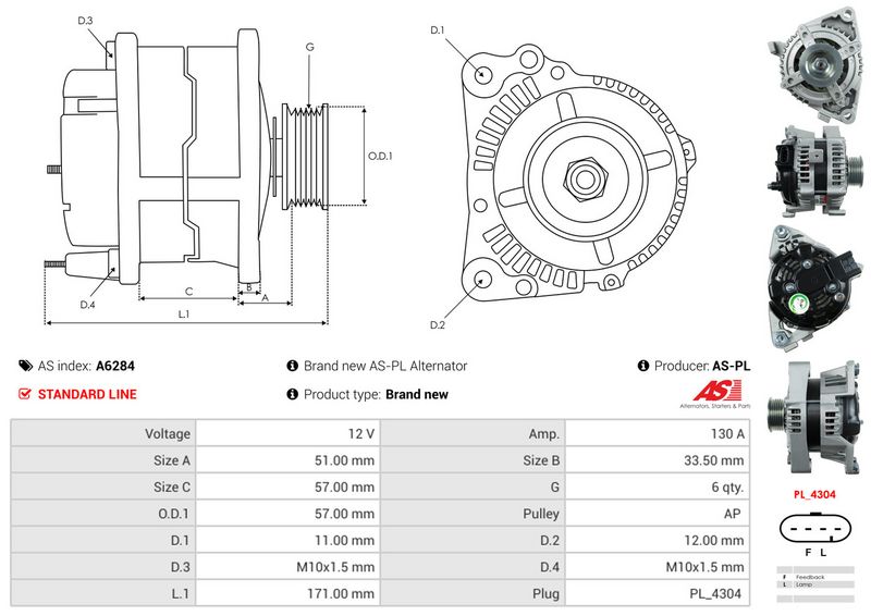 AS-PL A6284 Alternator