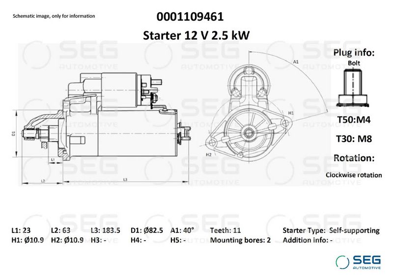 SEG Automotive 0001109461 Starter